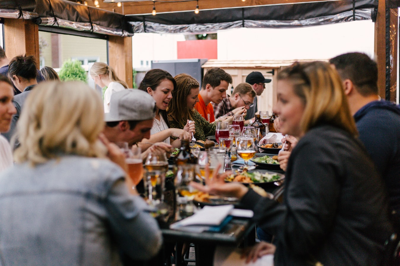 picture of a group of people at lunch